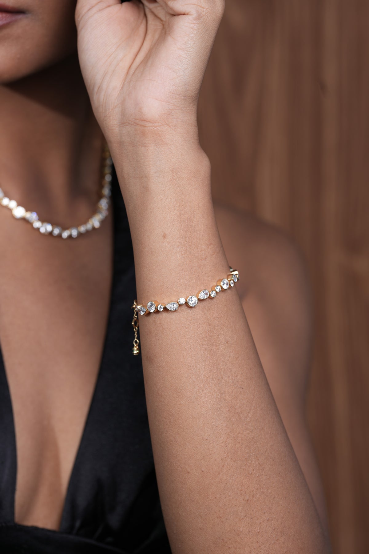 The Sequence Tennis Bracelet worn by model (PRA02697)