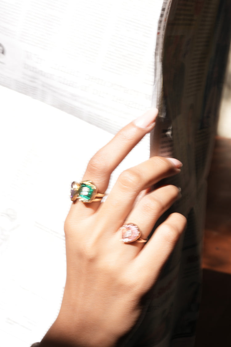 The Emerald Ring worn by model (PRA02324)