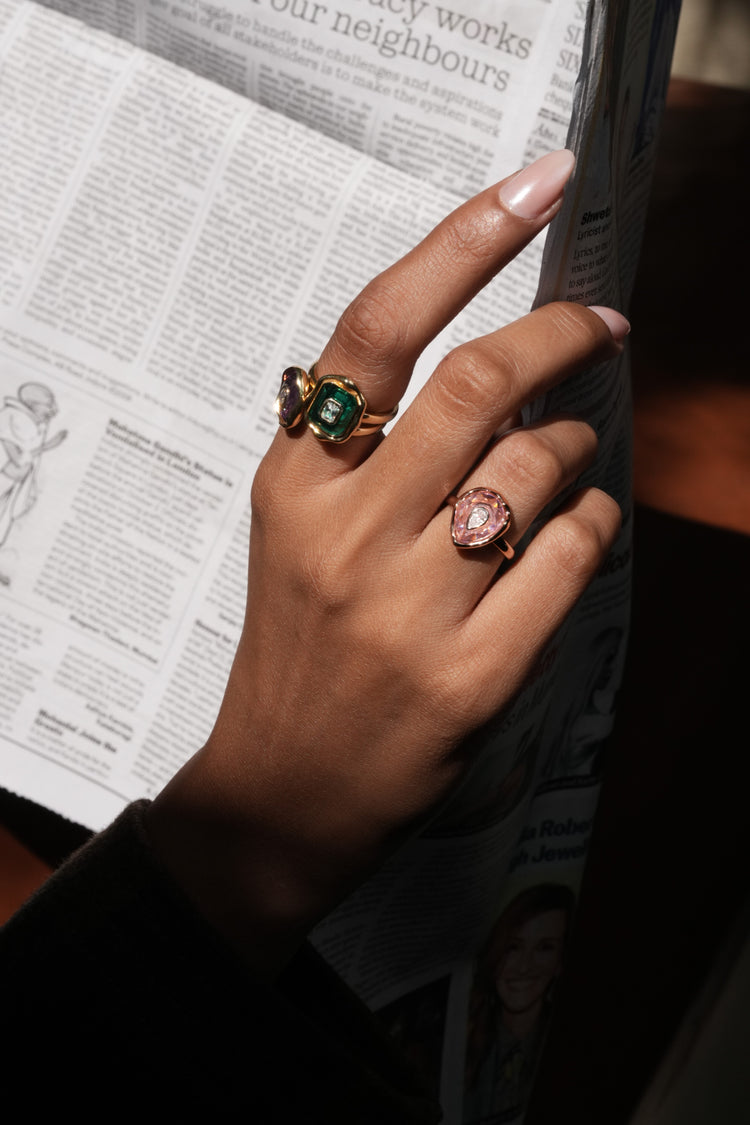 The Pear Ring worn by model (PRA02322)
