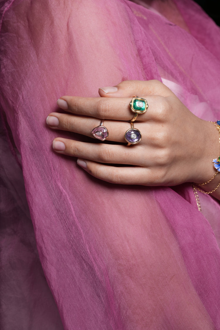 The Oval Ring worn by model (PRA02810)