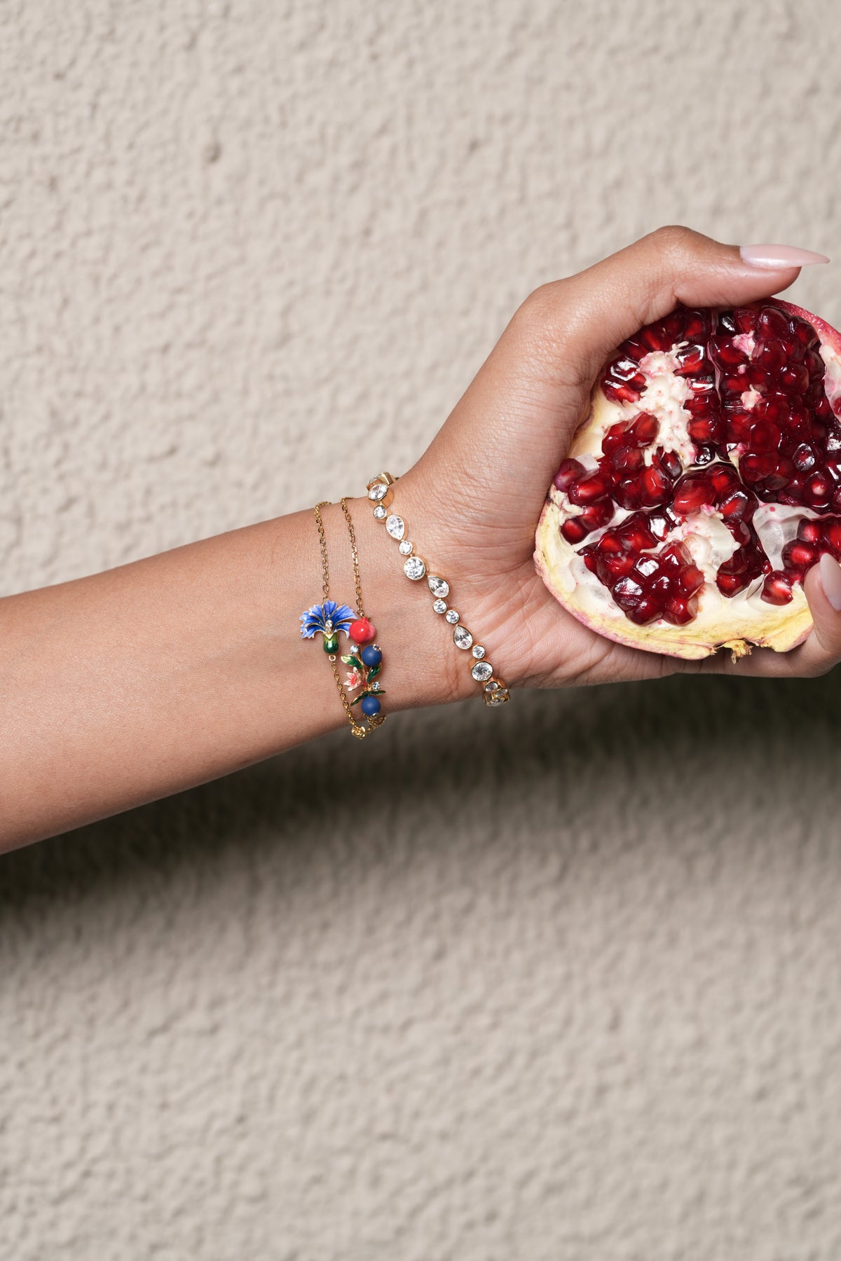 The Anaar Enamel Bracelet worn by model (PRA02499)