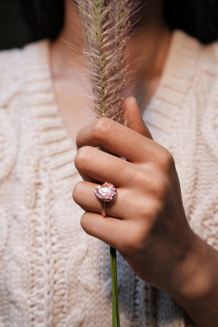 The Pear Ring worn by model (PRA02421)