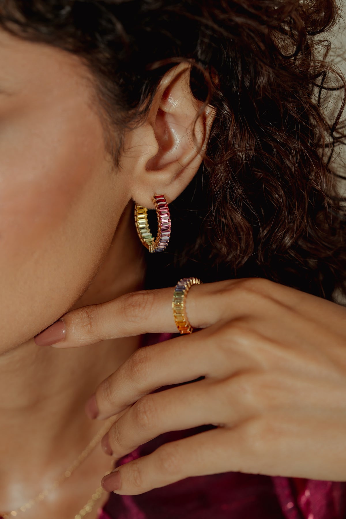 The Rainbow Hoops worn by model