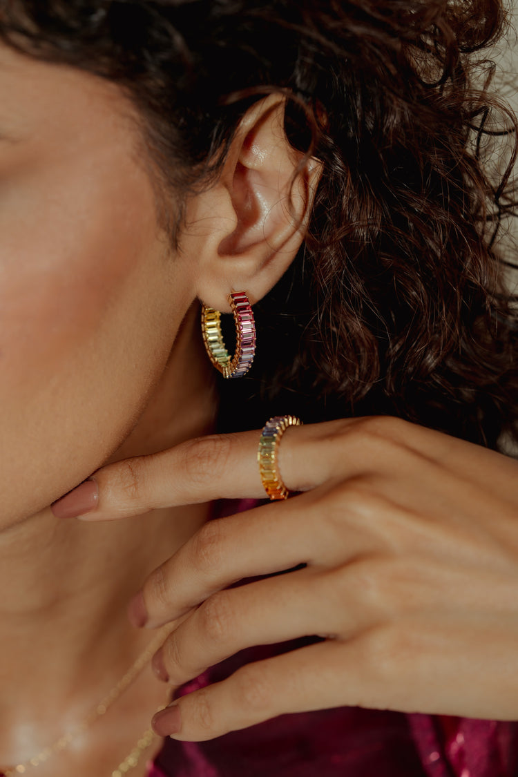 The Rainbow Hoops worn by model