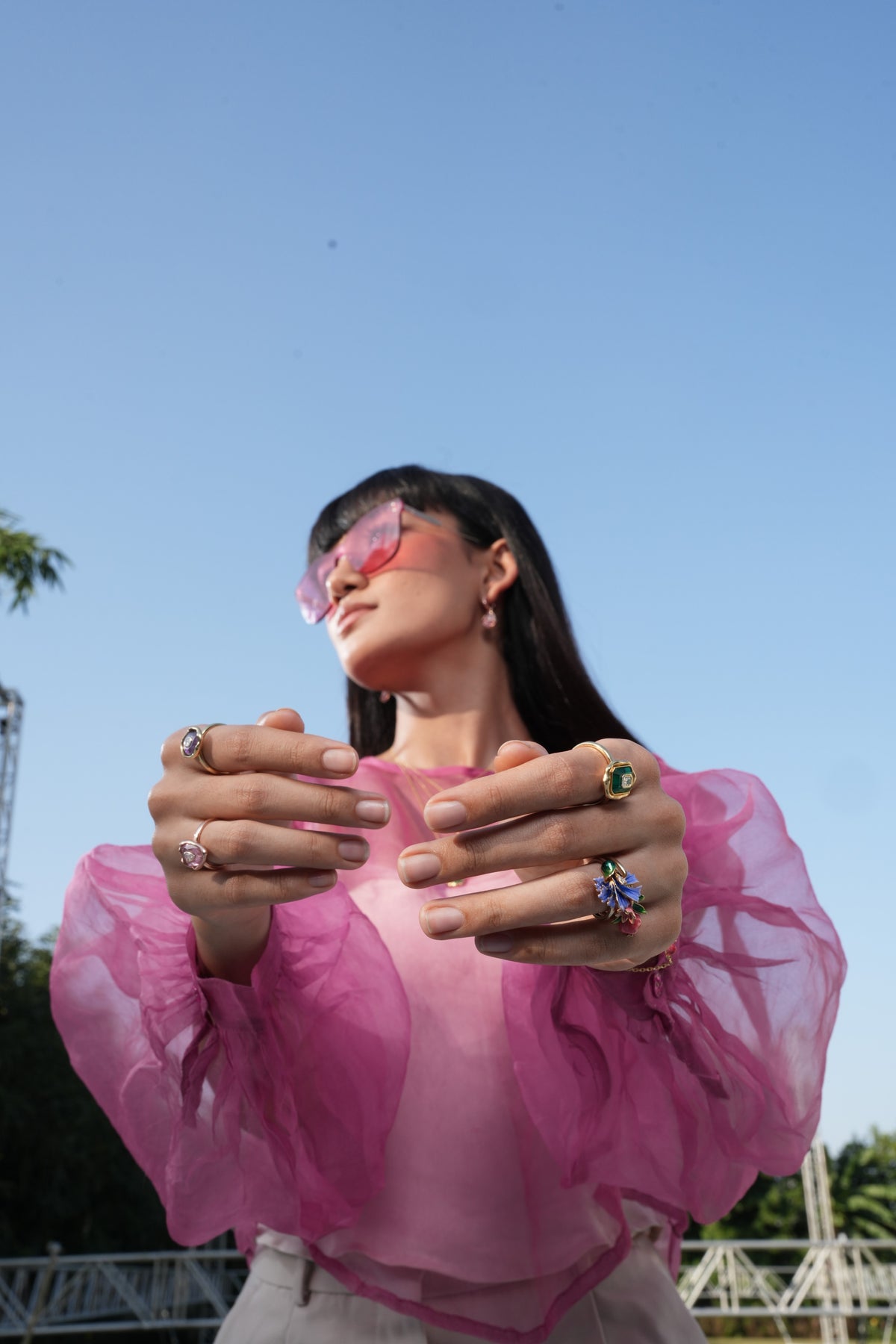 The Anaar Enamel Ring worn by model (PRA02623)