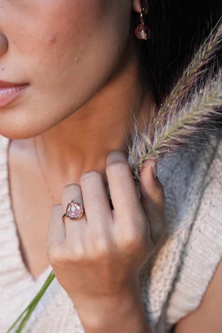 The Pear Ring worn by model (PRA02428)