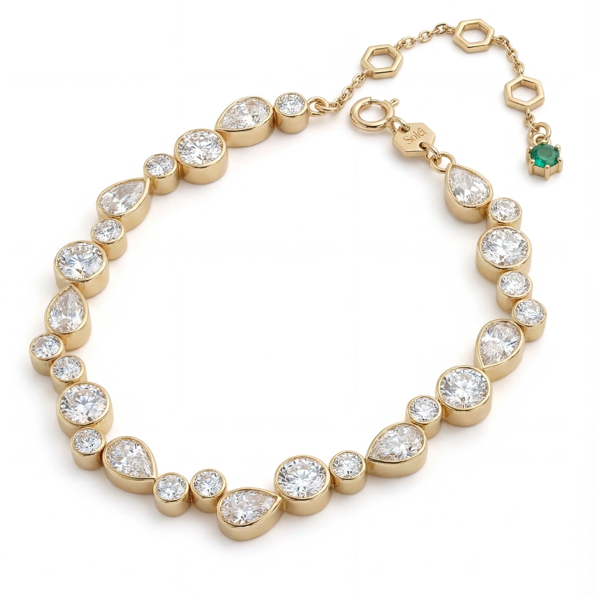 Multi Shaped Tennis Bracelet Gold