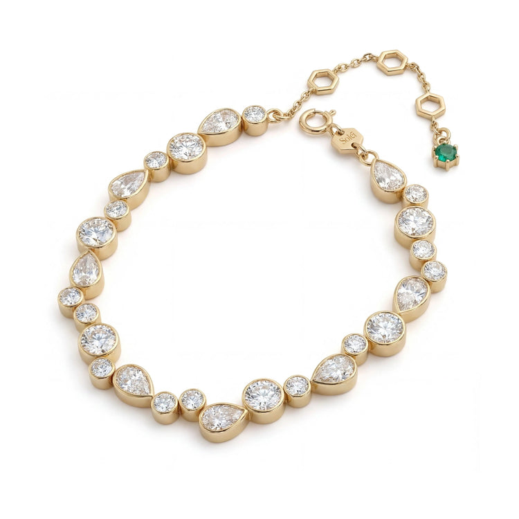 Multi Shaped Tennis Bracelet Gold