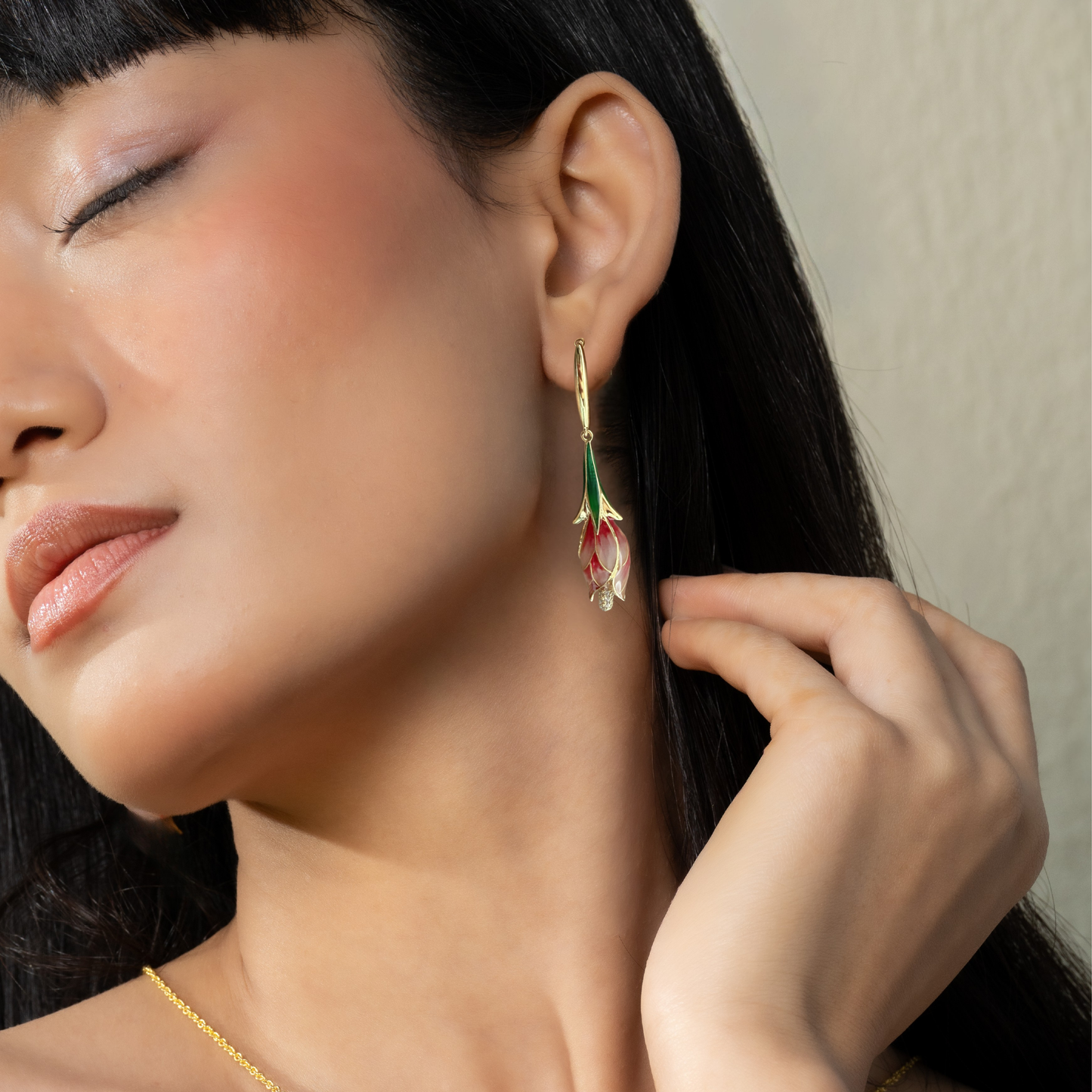 The Fuchsia Enamel Drop Earrings Soléi